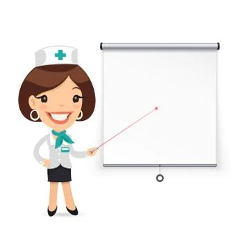 Lady Doctor with Laser Pointer Presenting Projector Screen Stock Illustration