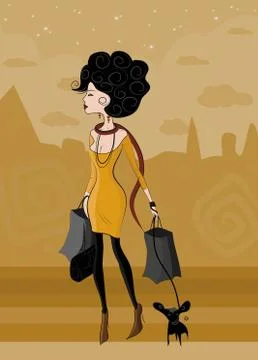 Lady with dog Stock Illustration
