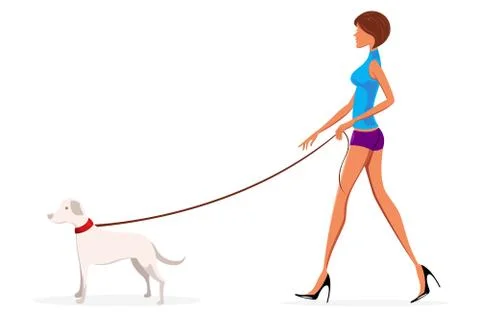Lady with dog Illustrazione stock