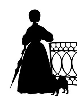 The lady with a doggie.  Stock Illustration