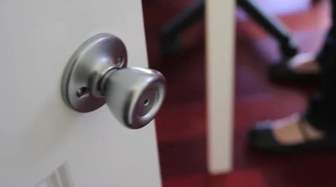 Lady Door Knob Stock Footage 1184612