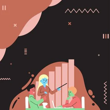 Lady Drawing Explaining To Her Teammate Process Steps. Woman Showing Her Stock Illustration
