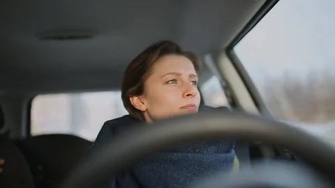 Lady driving a car Stock Footage 120107698