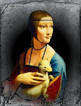Lady with Ermine by Leonardo. Stock Illustration