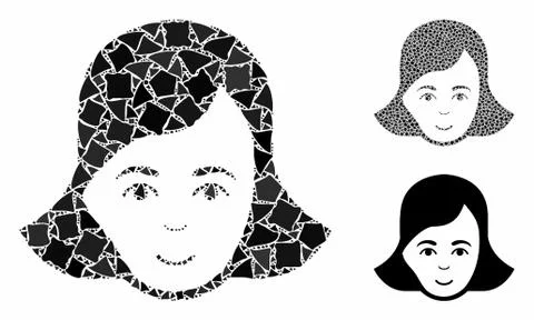 Lady face Composition Icon of Trembly Elements Illustrazione stock