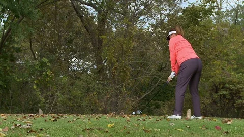 Lady Golfer Driver Iron Stock Footage 74250544