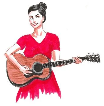 Lady with a guitar Stock-Illustration