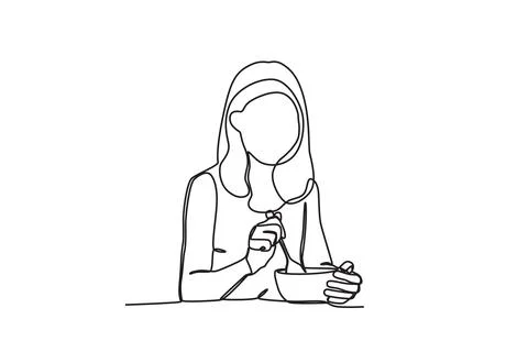 A lady had breakfast Stock Illustration