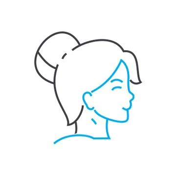 Lady hairstyle vector thin line stroke icon. Lady hairstyle outline illustration Stock Illustration