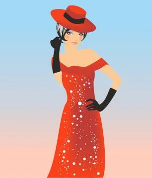 Lady in a hat Stock Illustration
