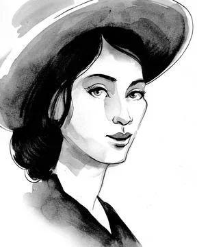 Lady in hat Stock Illustration