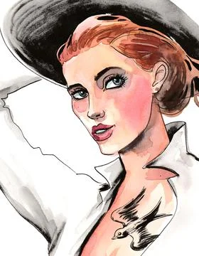 Lady in hat Stock Illustration