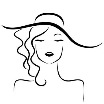 Lady in hat stylized portrait Stock Illustration
