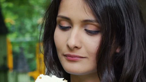 Lady with ice cream close up. Stock Footage 65112133