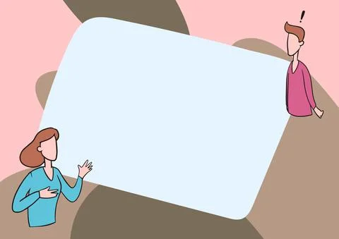 Lady Illustration Explaining To Her Teammate Process Steps. Woman Showing Her Stock Illustration