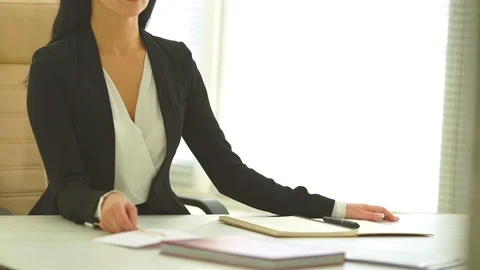 The lady is interviewing in the office. slow motion Stock Footage 105200835