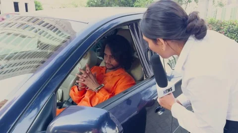 Lady Journalist Take Interview of Conman Stock Footage 281496090