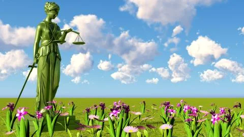 Lady of justice &amp; flowers Stock Illustration