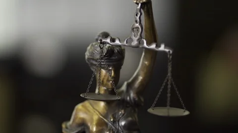 Lady justice with scales law office judge court decoration Stock Footage