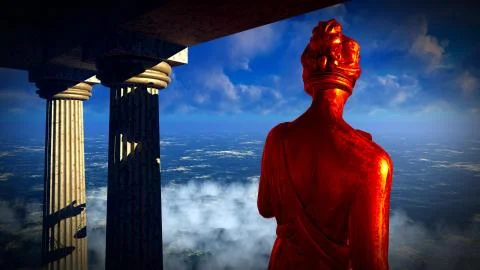 Lady of Justice statue in front  courthouse 3d rendering イラスト素材