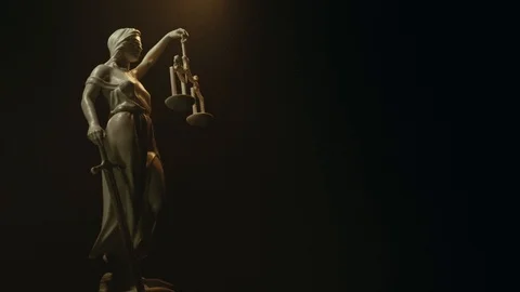 Lady Justice, Themis statue, version A. Blue lighting. Stock Footage 86524613