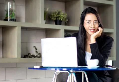 Lady keep smiling to camera Stock Photos