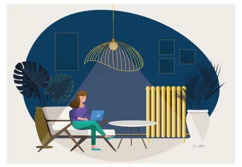 Lady in Lounge Stock Illustration