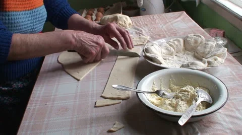 Lady making dumplings (13) Stock Footage 22957254