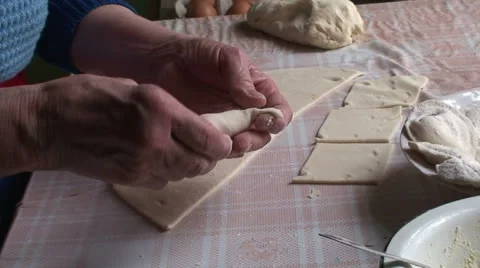 Lady making dumplings (20) Stock Footage 22957309