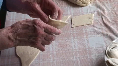 Lady making dumplings (21) Stock Footage 22957404
