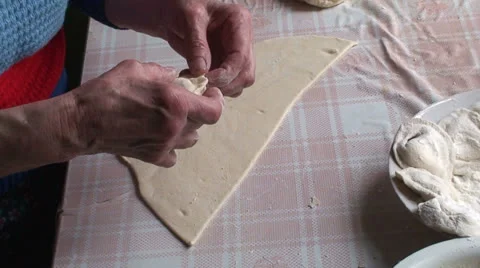 Lady making dumplings (22) Stock Footage 22957315