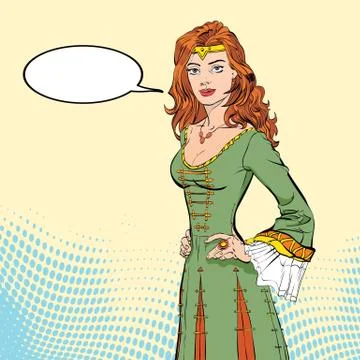 Lady in medieval dress. Medieval legend. Medieval woman. Stock Illustration