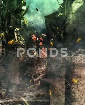 Lady medusa,3d Mixed media for book illustration or book cover Stock Illustration