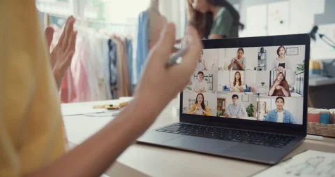 Lady meeting with multi graphic designer team discuss sample create dress. Video stock 166754889