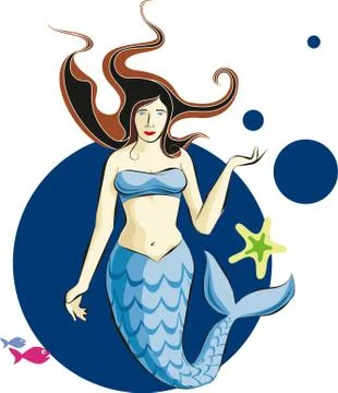 Lady Mermaid Vector Illustration Stock Illustration
