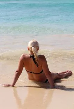 Lady In the Ocean Stockfoto's