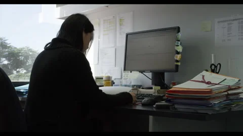 Lady In Office Doing Work Stock Footage 51691403