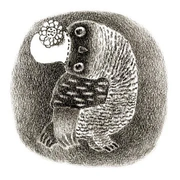 Lady Owl in a Retro Hat Stock Illustration