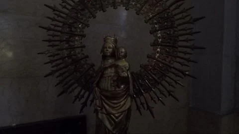 Lady of the Pillar Statue or Virgin Mary with Jesus inside Manila Cathedral Stock Footage 202155442