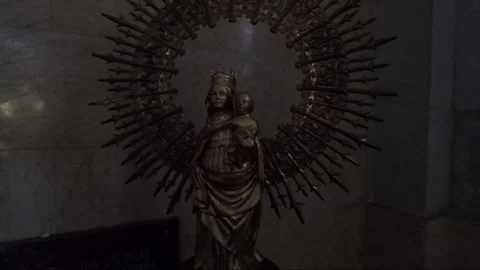 Lady of the Pillar Statue or Virgin Mary with Jesus inside Manila Cathedral Stock Footage 202157065