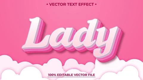 Lady Pink editable text effect template Valentine pink colors editable vector Stockillustratie