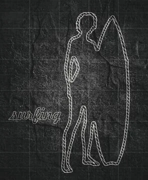 Lady posing with surfboard Stock Illustration