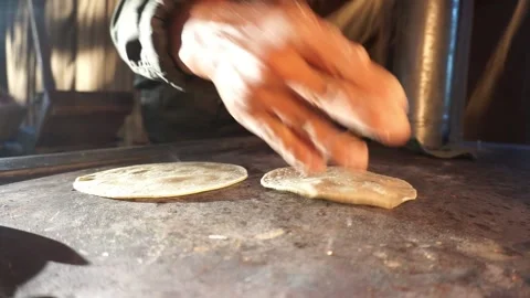 Lady preparing authentic mexican tortillas, corn tortillas, traditional mexican  Stock Footage 141476777