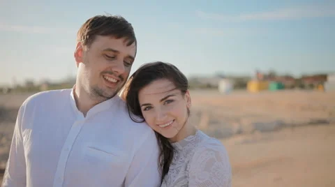 Lady put head on partner's shoulder, they smile Stock Footage 60209257