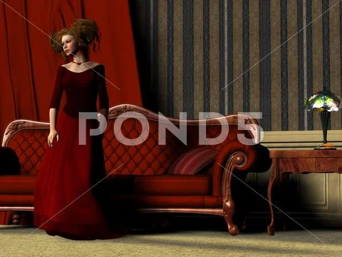 Lady in red Stock Illustration