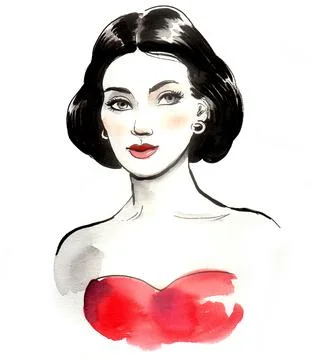 Lady in red Stock Illustration