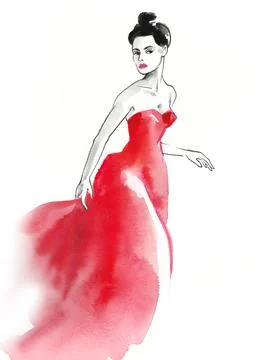 Lady in red Stock Illustration