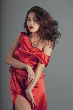 Lady in red Stock Photos