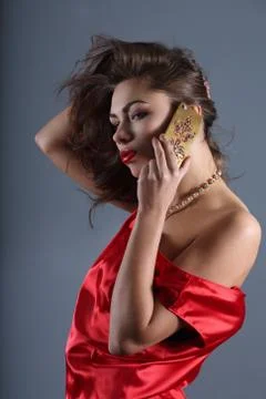 Lady in red Stock Photos