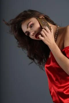 Lady in red Stock Photos